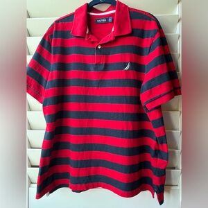Nautica - Large - Short Sleeve Polo - Blue/Red